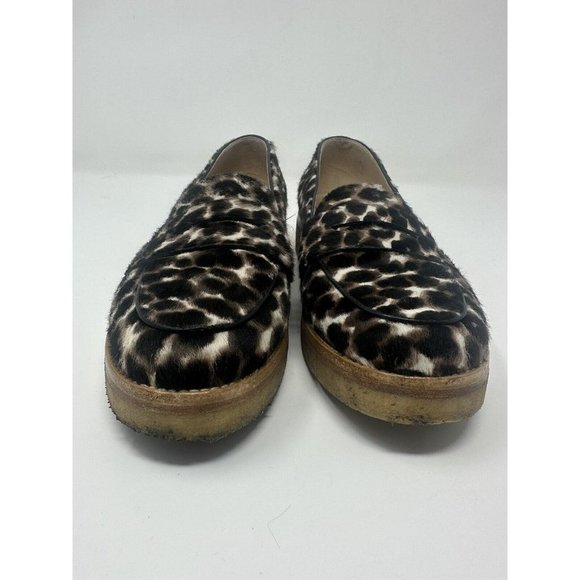 Longchamp Womens Le Pliage Heritage Penny Loafer Leopard Print Calf Hair Size 38 - Picture 2 of 7